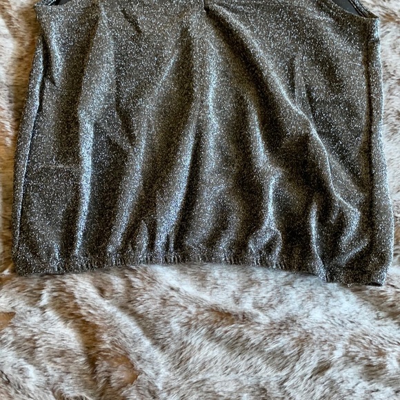 Express One Eleven Silver Sparkle V-Neck Elastic Hem Tank Size Small NWT - Picture 5 of 7